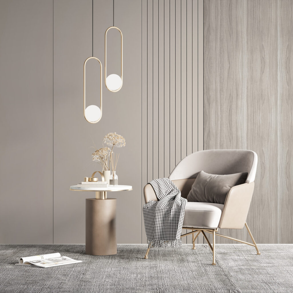 Douces bandes taupe dans un intérieur