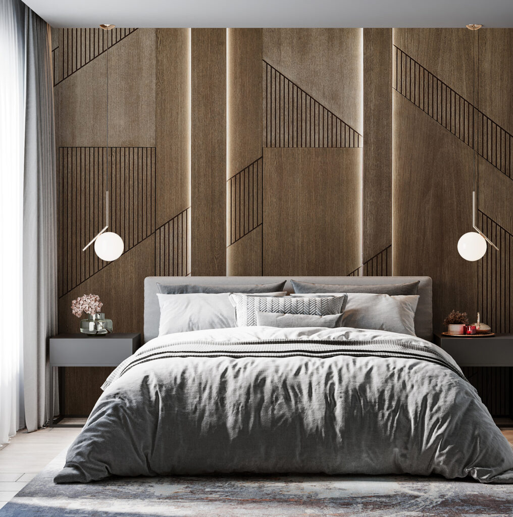 Surfaces brunes rainurées dans un intérieur