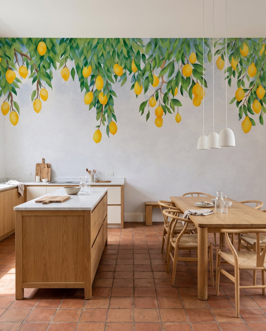 Citrons sur fond gris dans un intérieur
