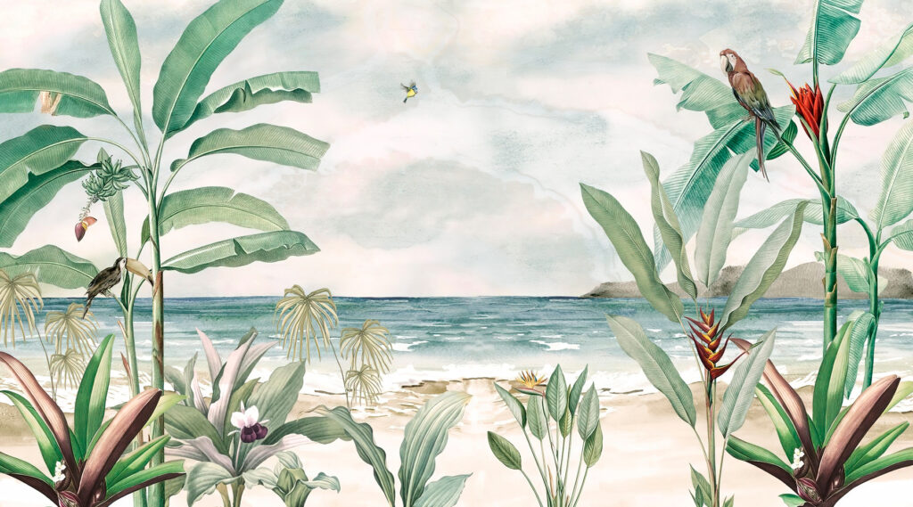 Mer entre les feuillages — motif complet