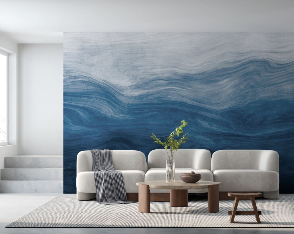 Couches bleues en mouvement dans un intérieur