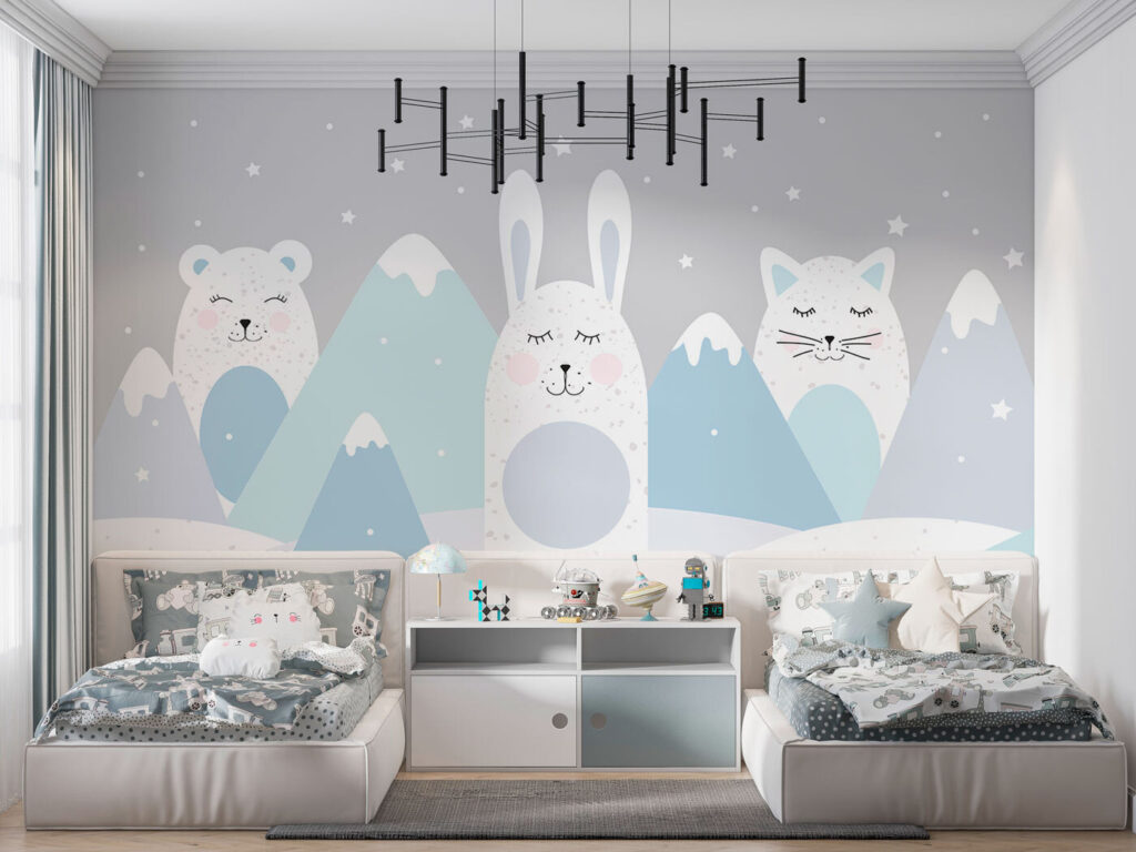 Amis des montagnes enneigées dans un intérieur