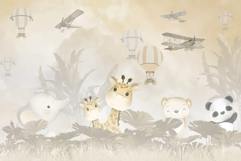 Animaux et petits avions — motif complet