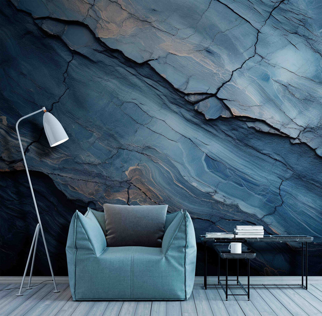 Veines bleues en strates dans un intérieur