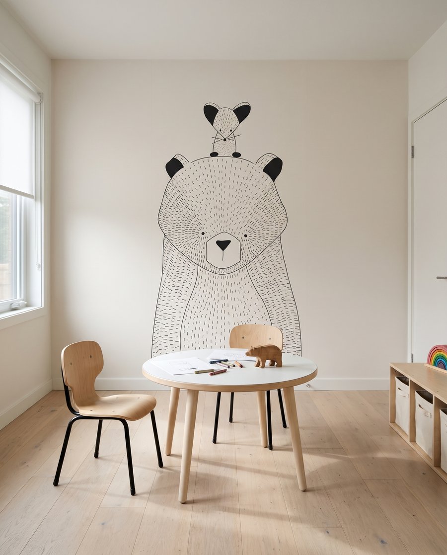 L’ours et son passager dans un intérieur