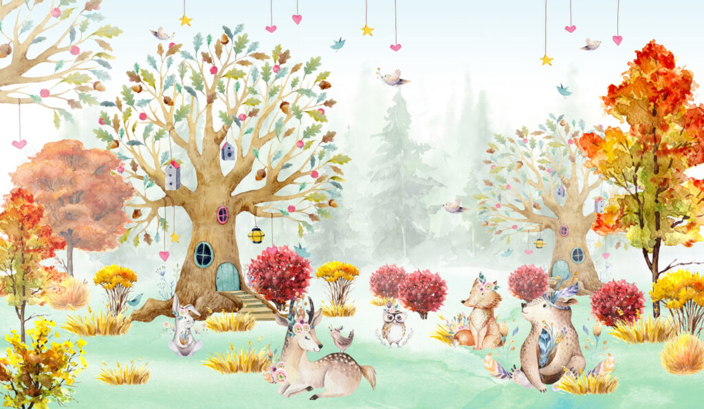 Forêt à l’aquarelle — motif complet