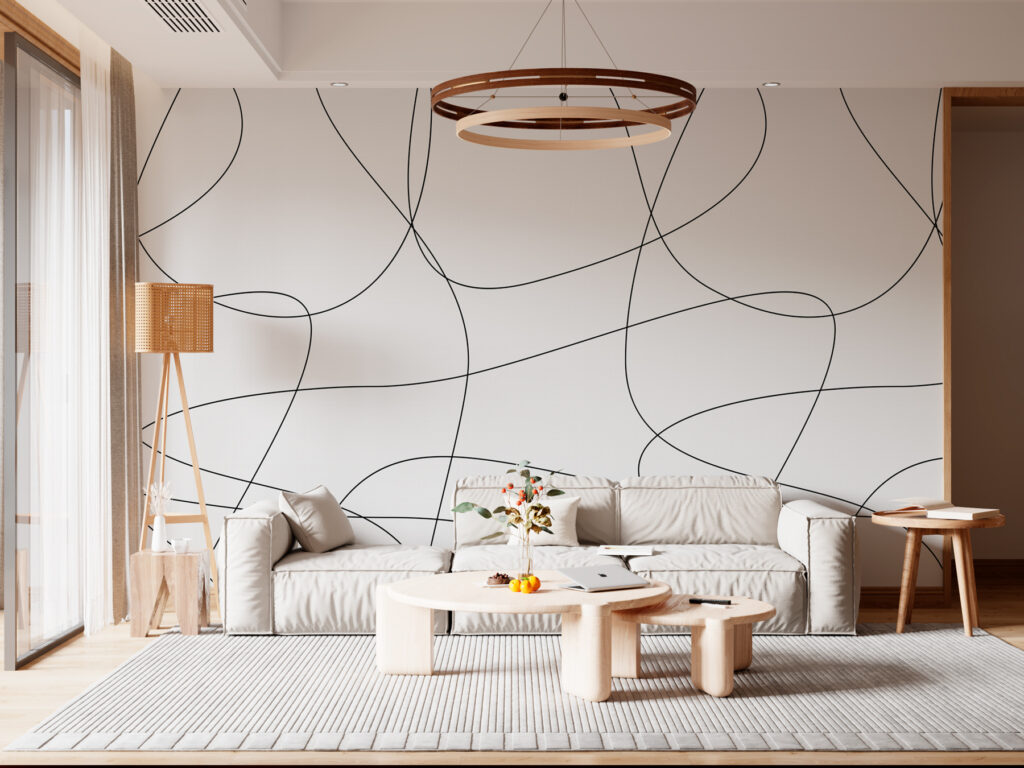 Lignes noires vagabondes dans un intérieur