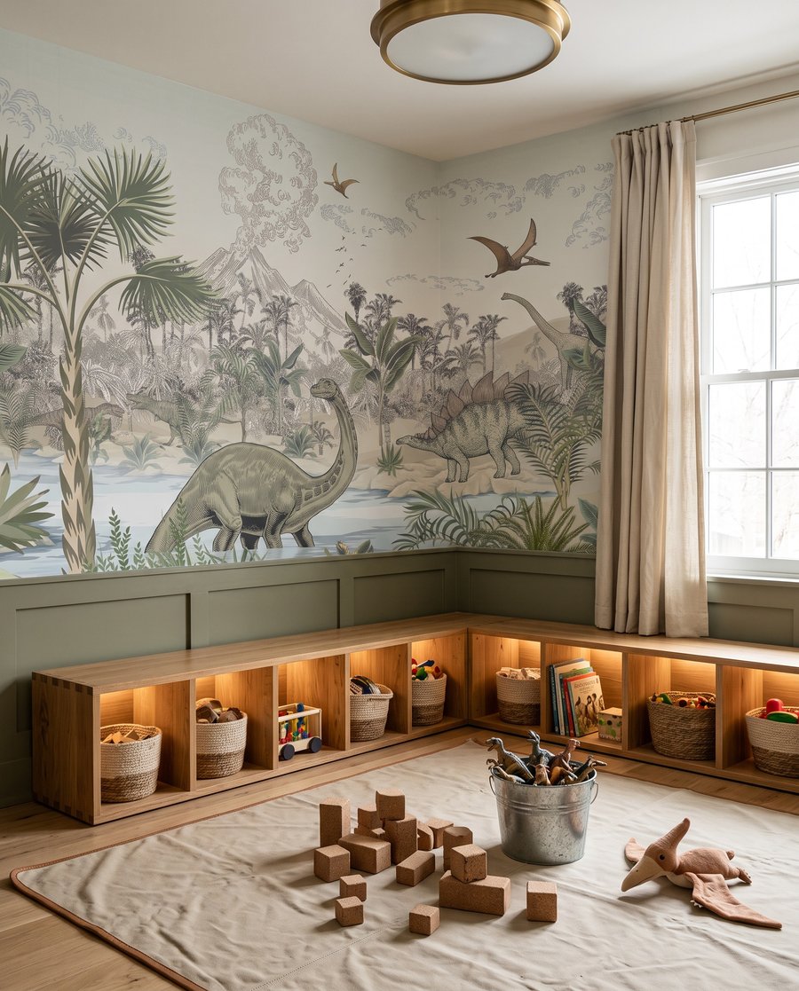 Mare aux dinosaures dans un intérieur