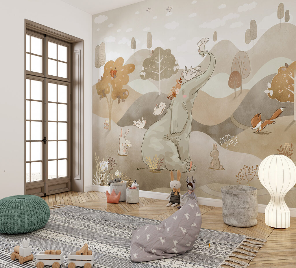 Lapins dans les collines dans un intérieur