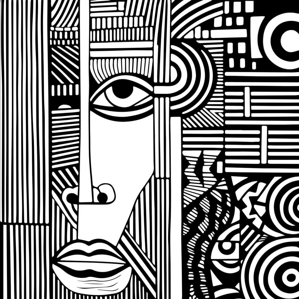 Visage aux grands yeux — motif complet
