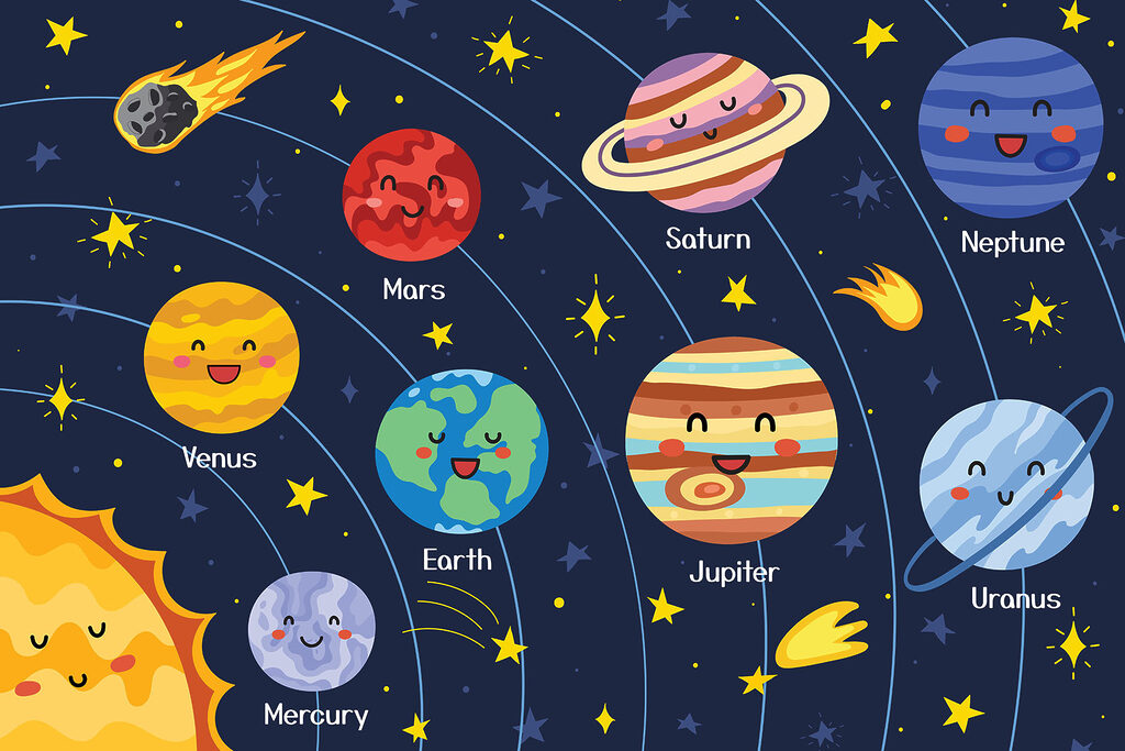 Planètes joyeuses — motif complet
