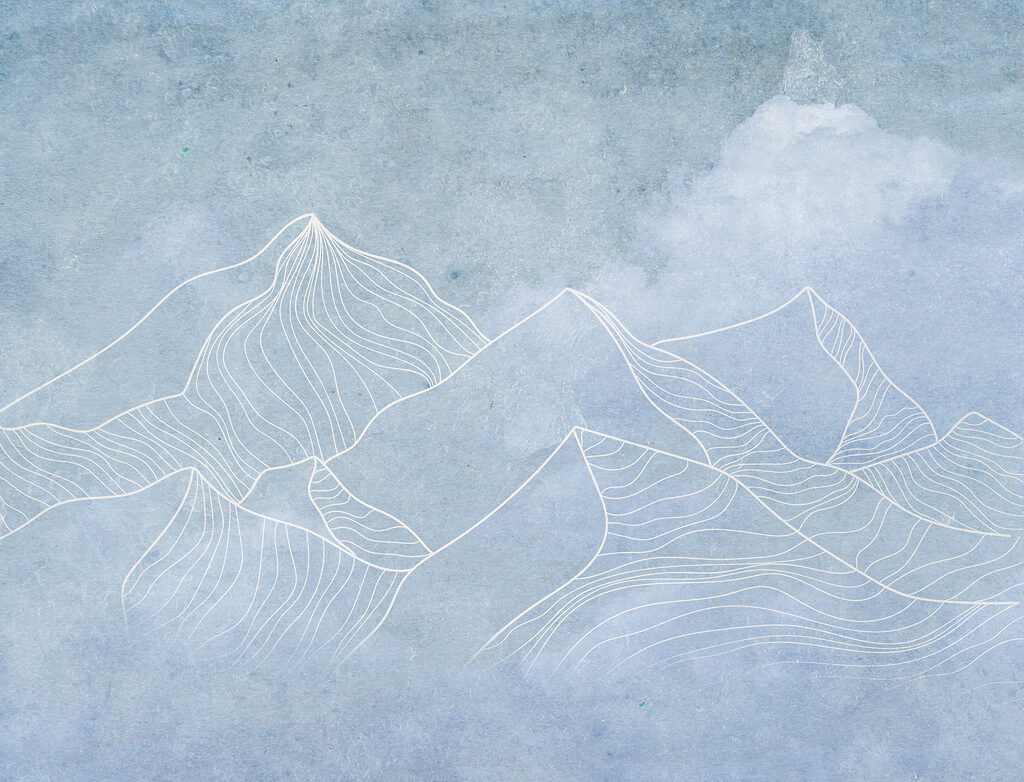 Montagnes au trait fin — motif complet