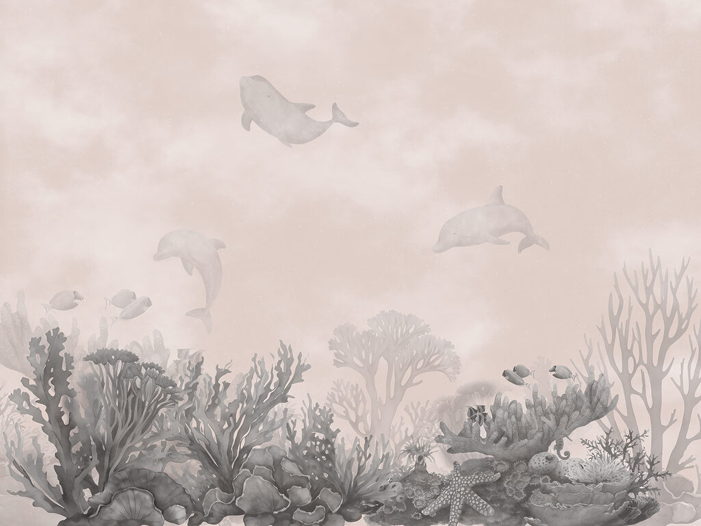 Dauphins au-dessus du corail — motif complet