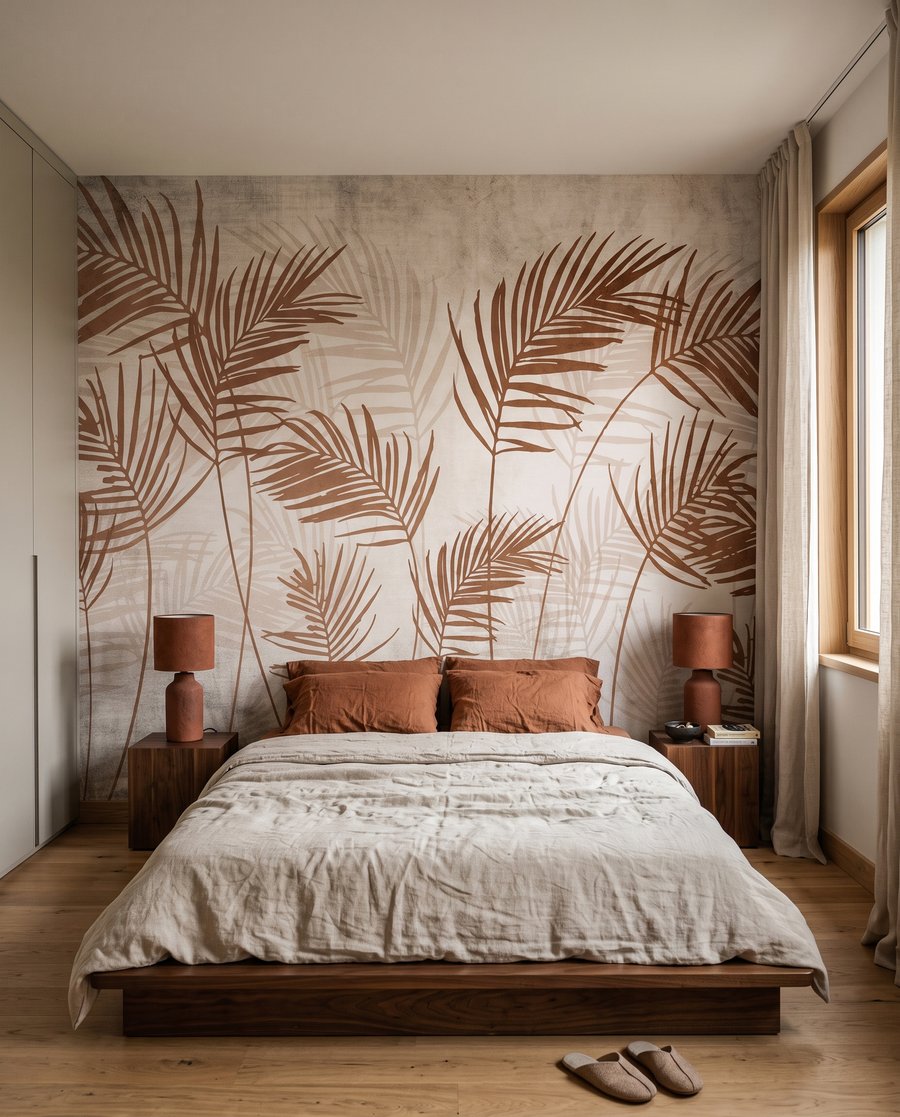 Palmes cuivrées dans un intérieur