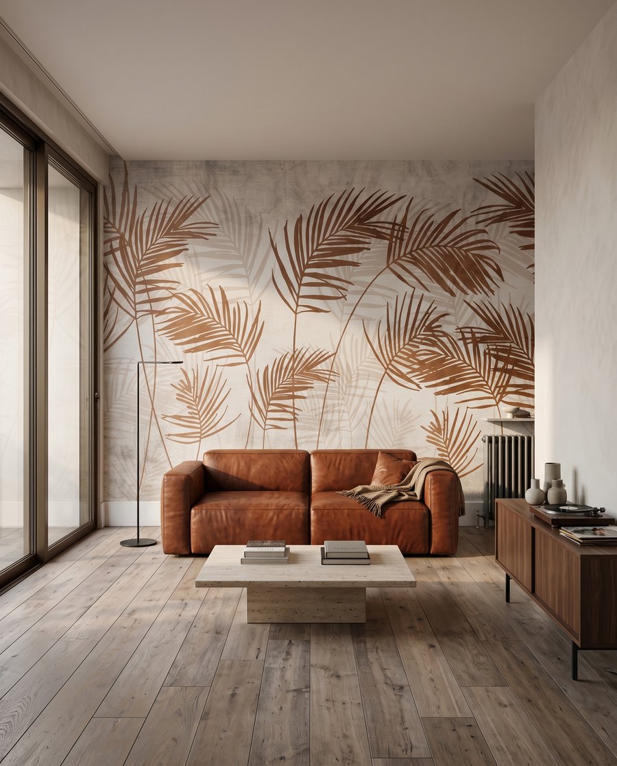 Palmes cuivrées dans un intérieur