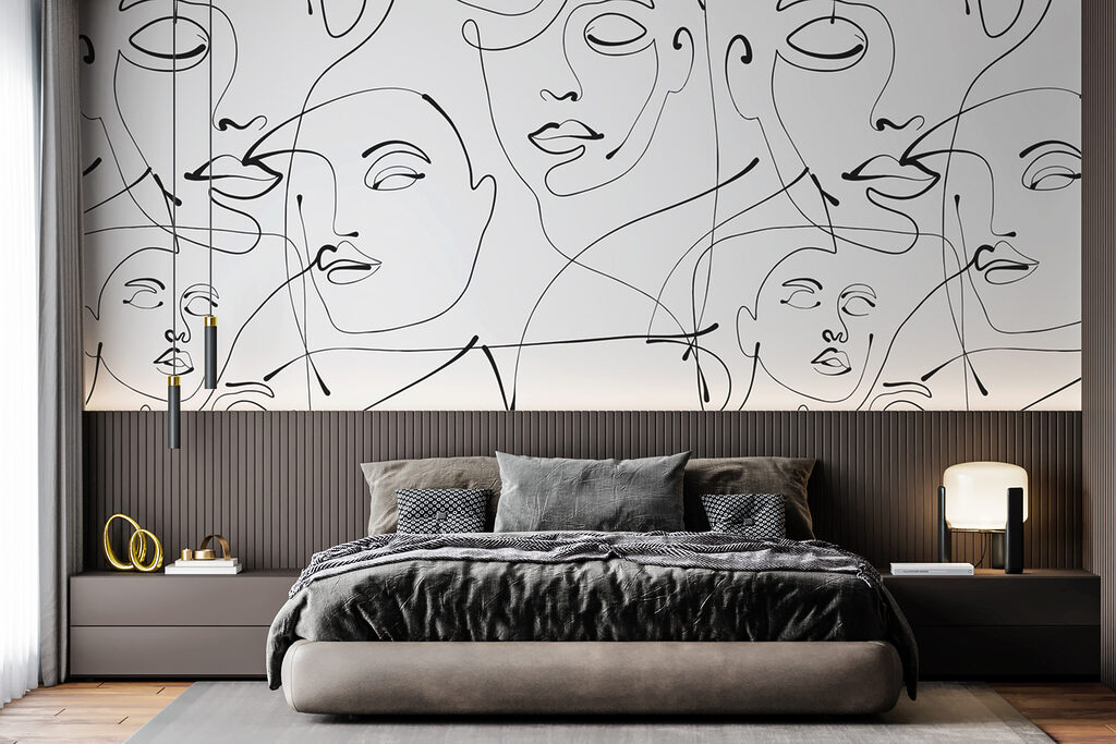 Visages sans fin dans un intérieur