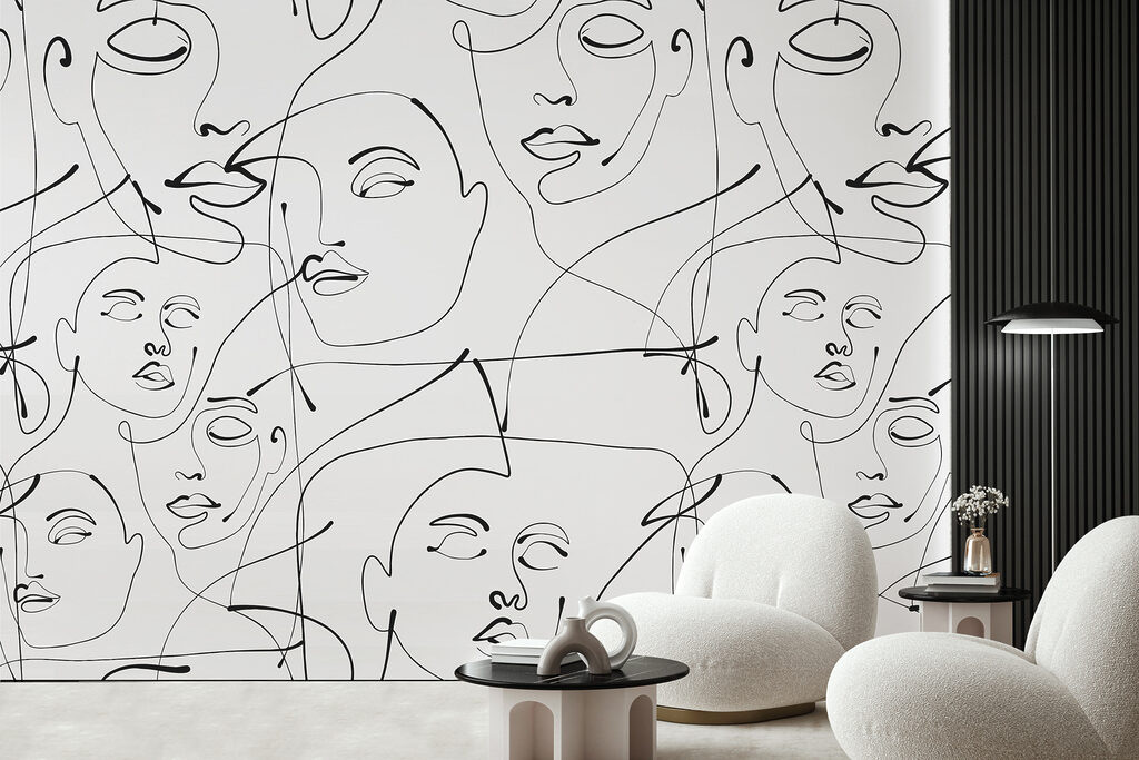 Visages sans fin dans un intérieur