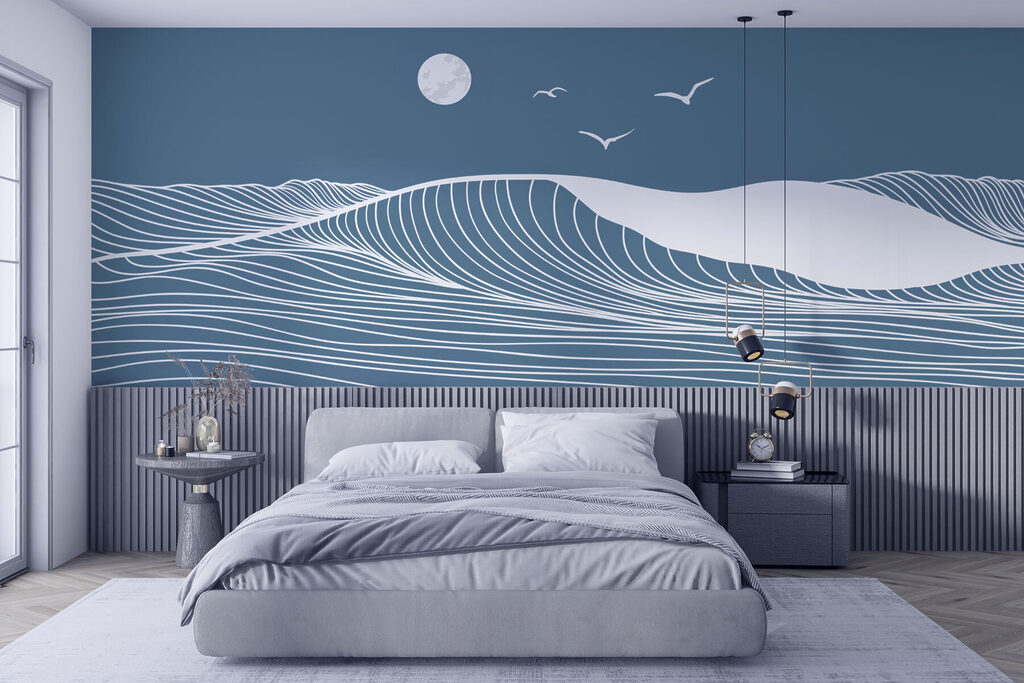 Vagues sous la lune dans un intérieur
