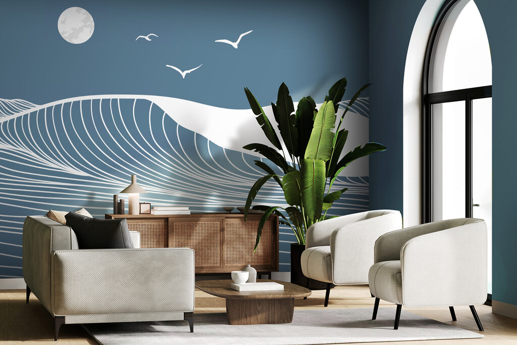 Vagues sous la lune dans un intérieur