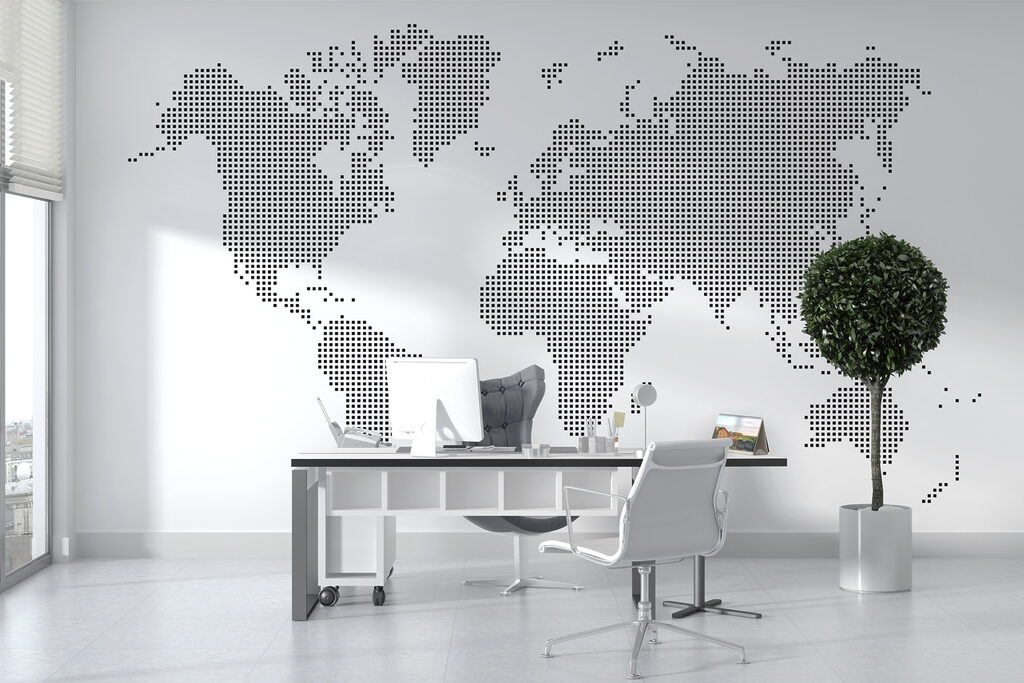 Monde en mosaïque dans un intérieur