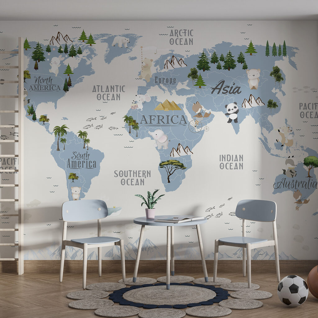 Carte aux tons froids dans un intérieur