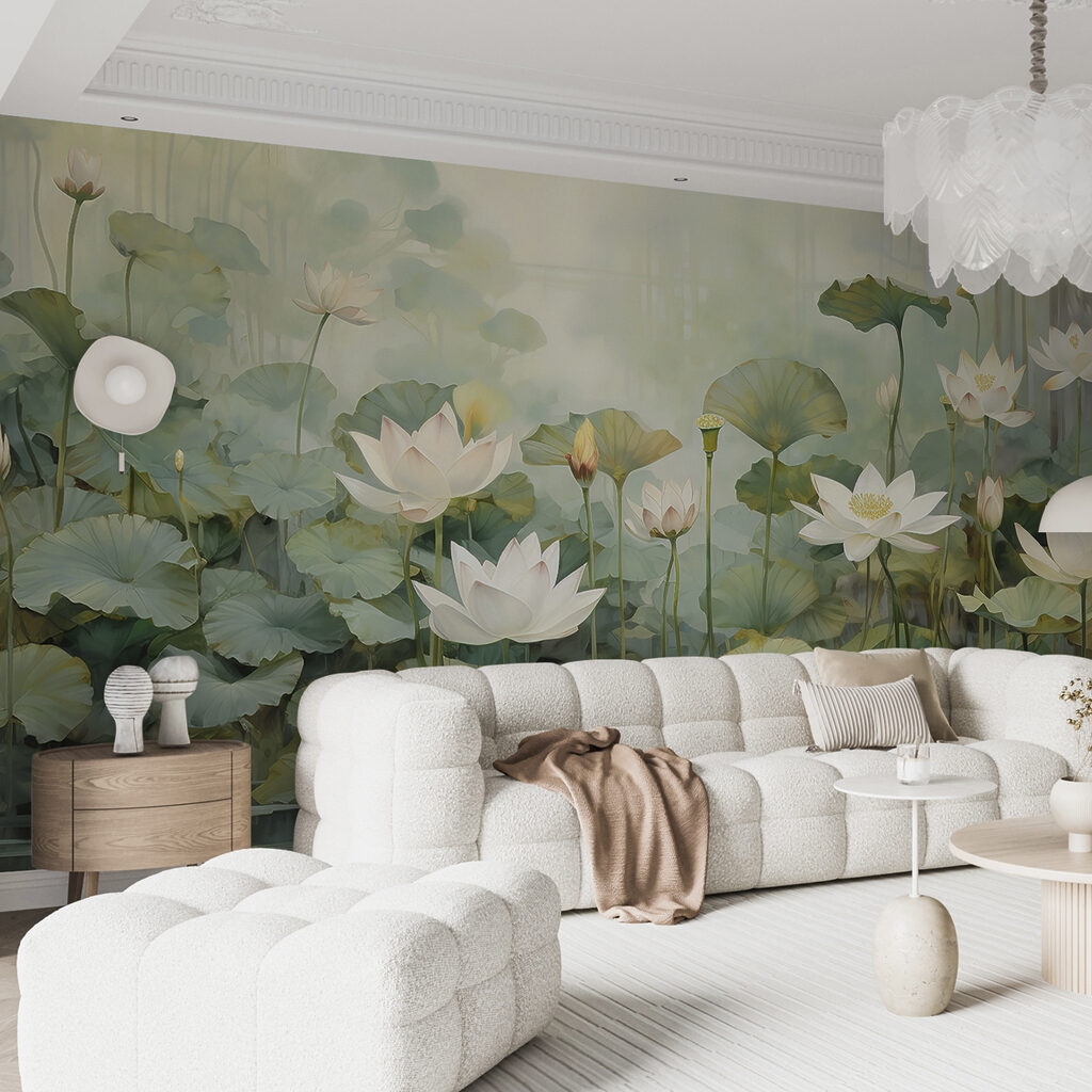 Lotus et brume matinale dans un intérieur