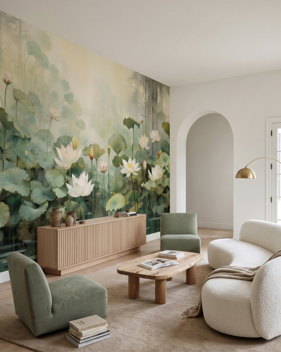 Lotus et brume matinale dans un intérieur