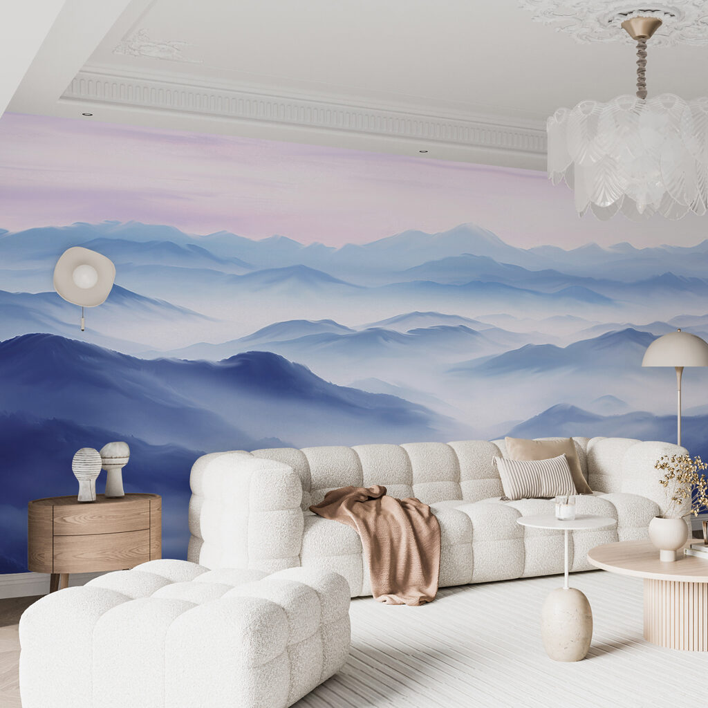 Crêtes bleues à l’aube dans un intérieur