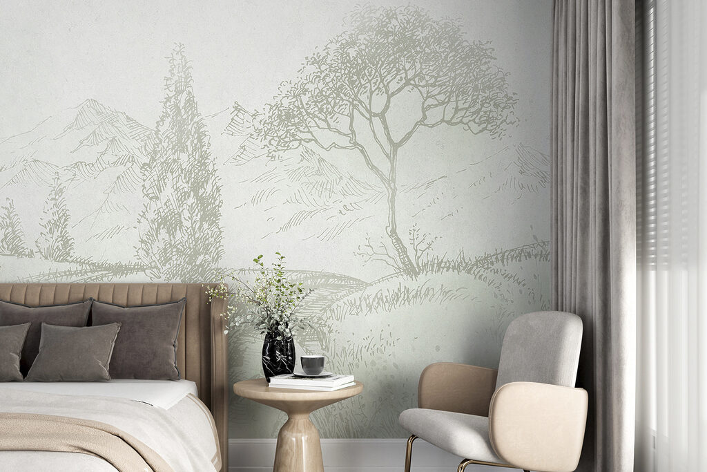Paysage doux au crayon dans un intérieur