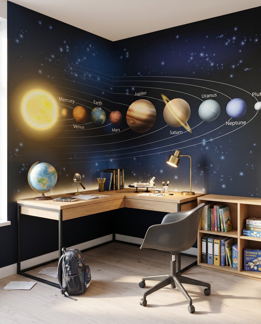 Planètes en orbite dans un intérieur