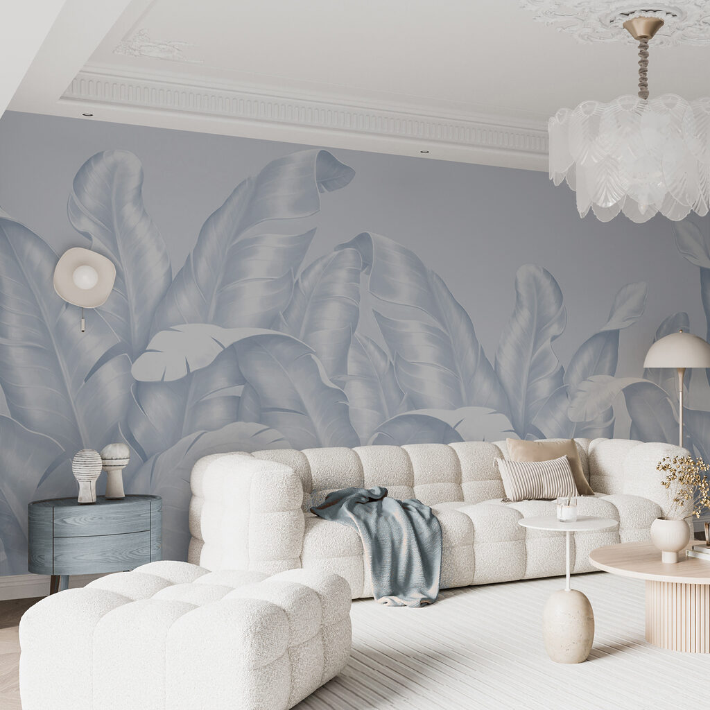 Feuilles pâles qui s’élèvent dans un intérieur
