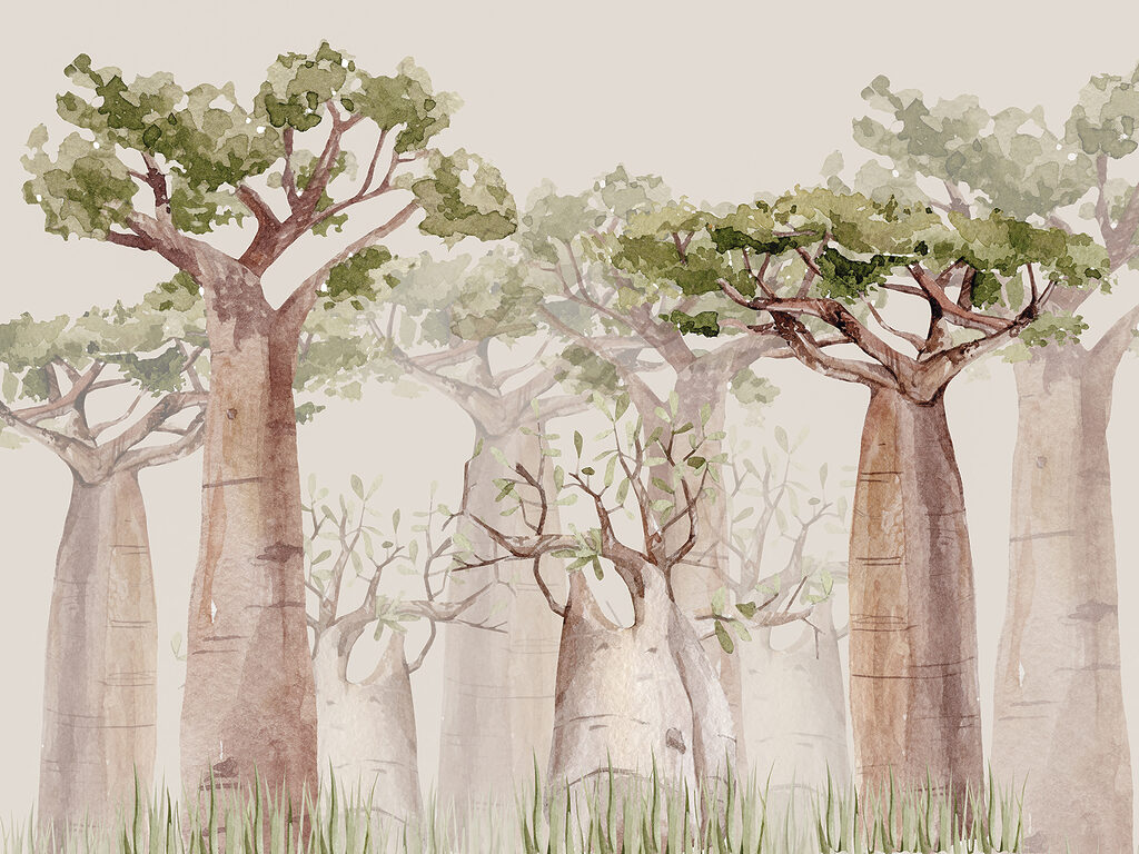 Grands arbres embrumés — motif complet