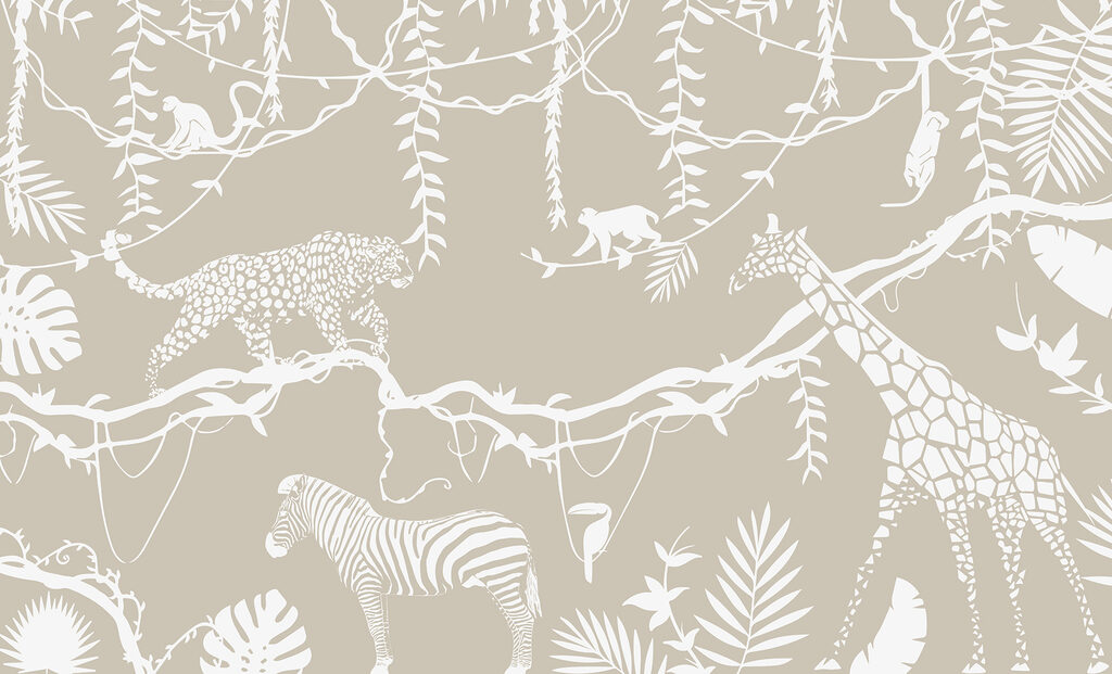 Jungle au trait blanc — motif complet