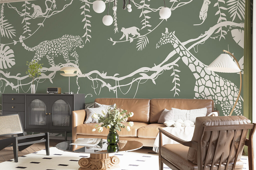 Jungle au trait blanc dans un intérieur