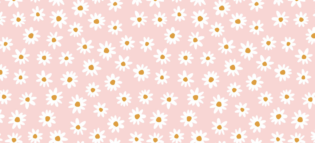 Pâquerettes sur fond rose — motif complet