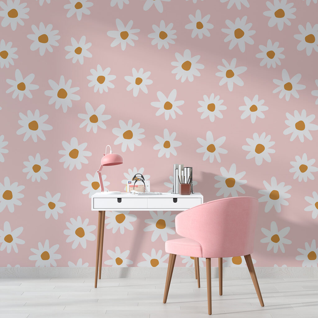 Pâquerettes sur fond rose — intérieur 2