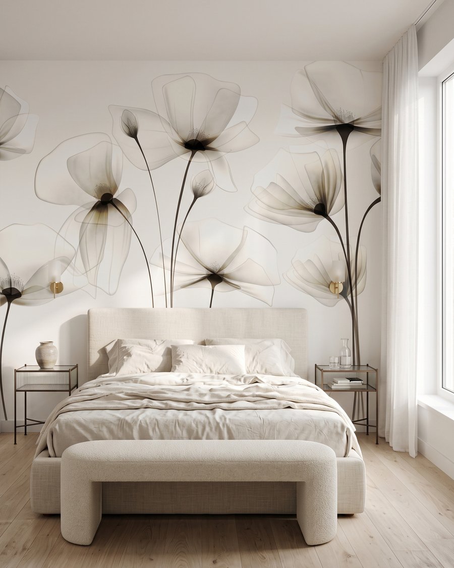 Fleurs aux pétales translucides dans un intérieur