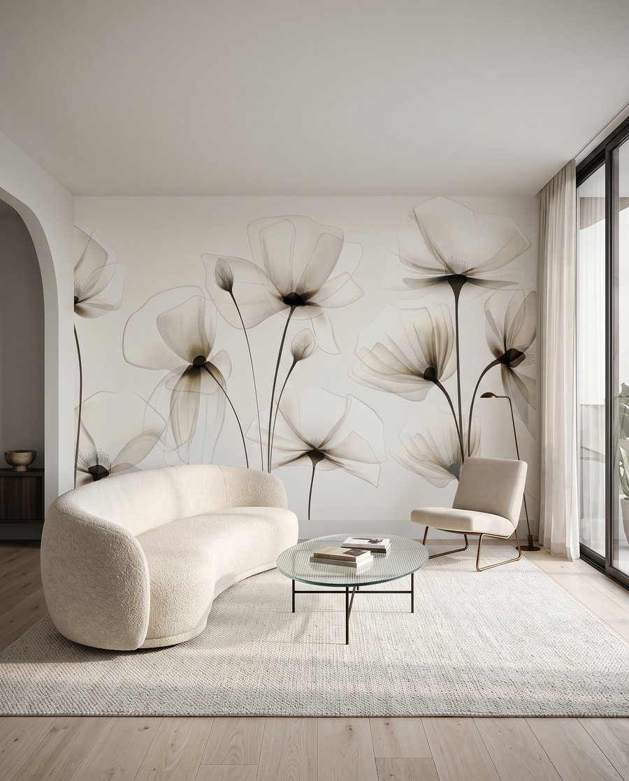 Fleurs aux pétales translucides dans un intérieur