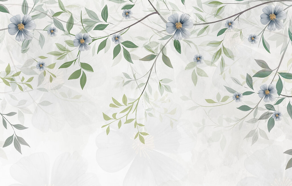 Fleurs et rameaux délicats — motif complet