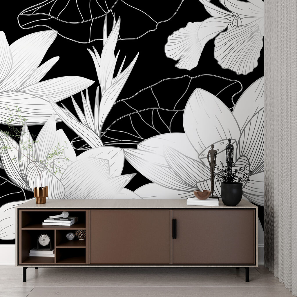 Fleurs au trait fin dans un intérieur
