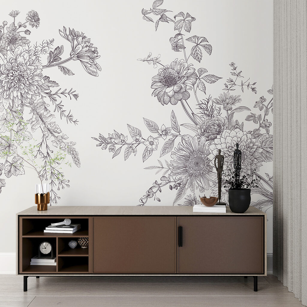 Rameaux fleuris façon gravure — intérieur 3
