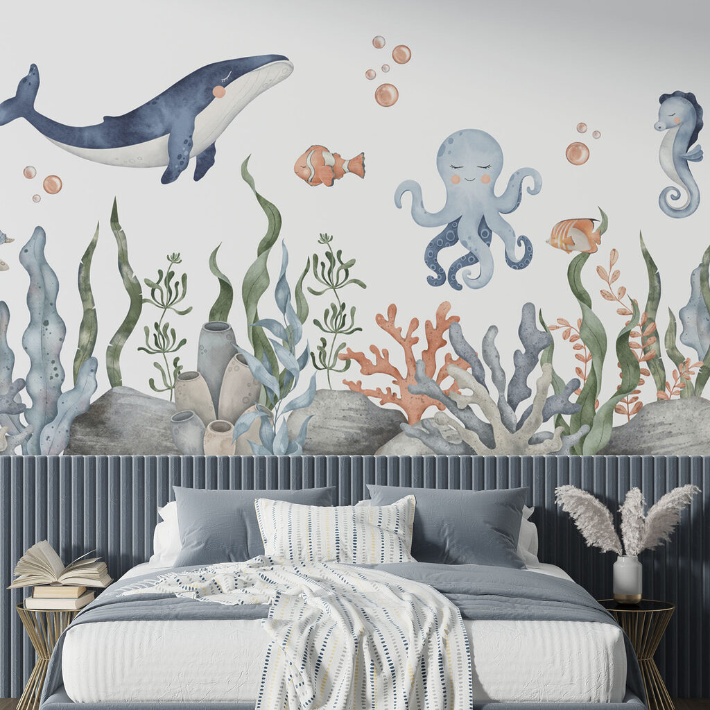 Baleine au-dessus du récif dans un intérieur