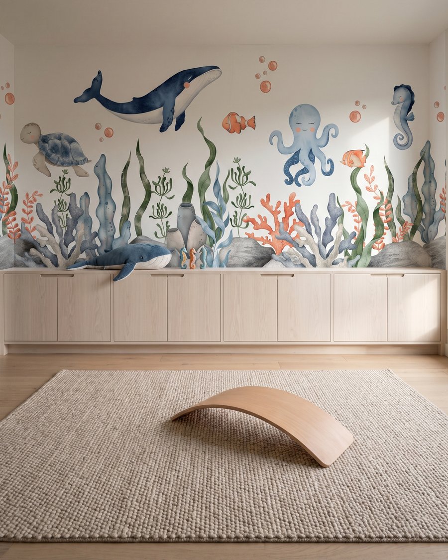 Baleine au-dessus du récif dans un intérieur