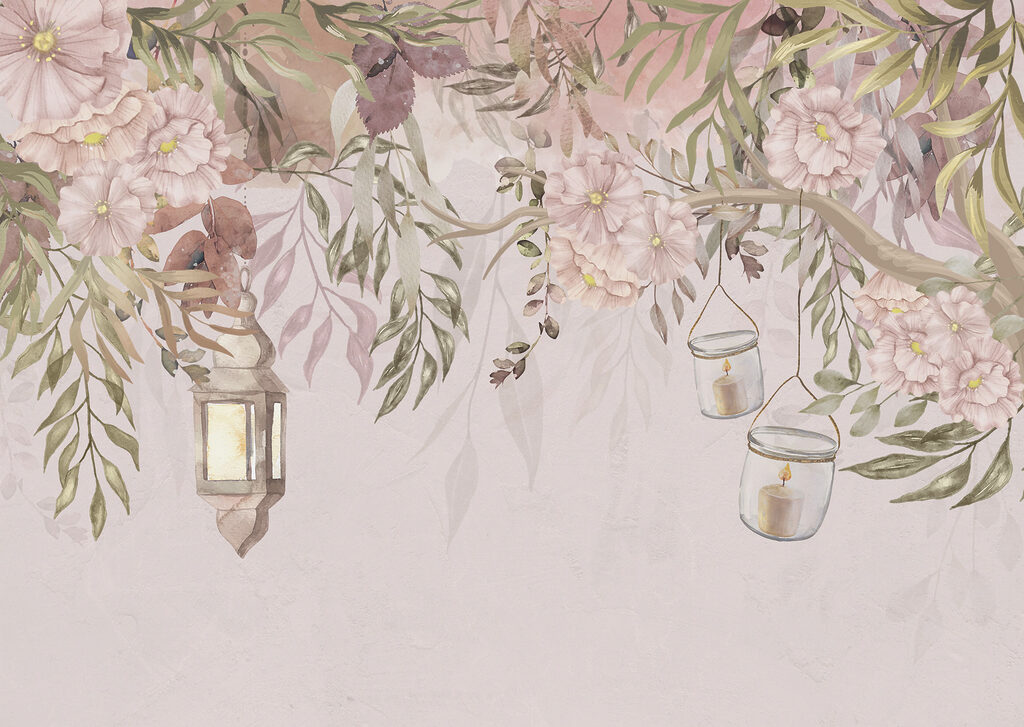 Fleurs et lanternes — motif complet