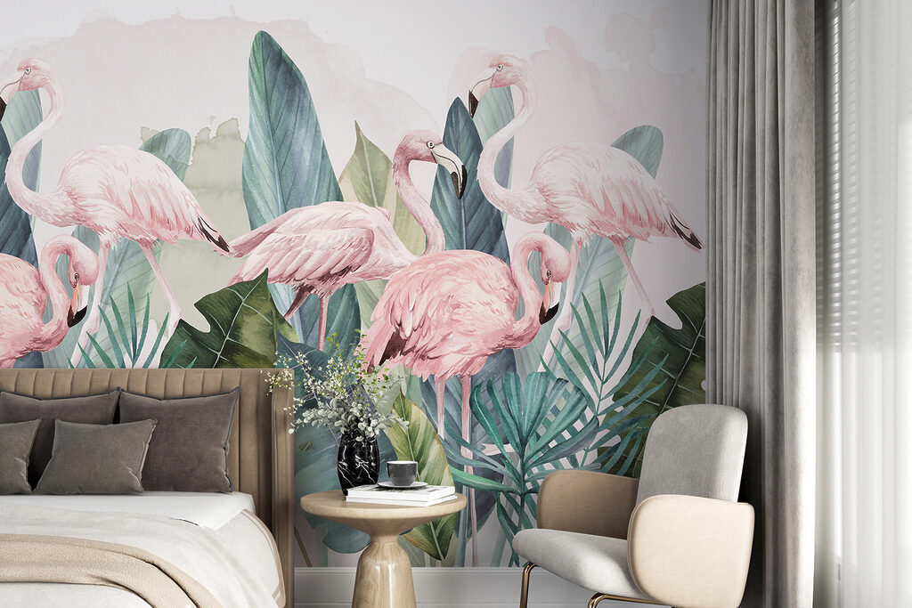 Flamants dans le feuillage — intérieur 1