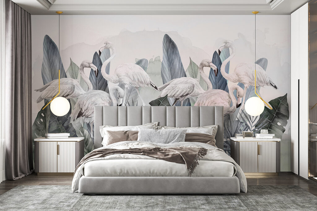 Flamants dans le feuillage — intérieur 1