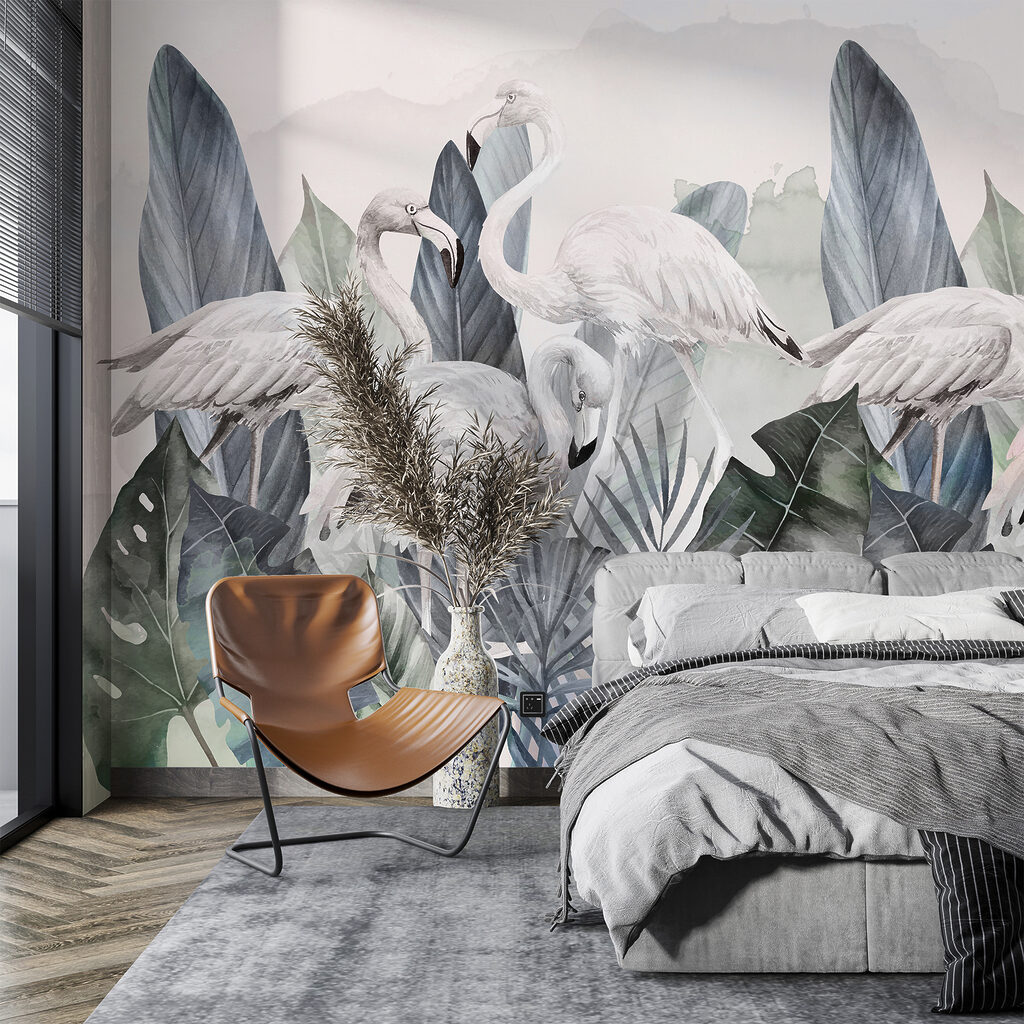 Flamants dans le feuillage — intérieur 2