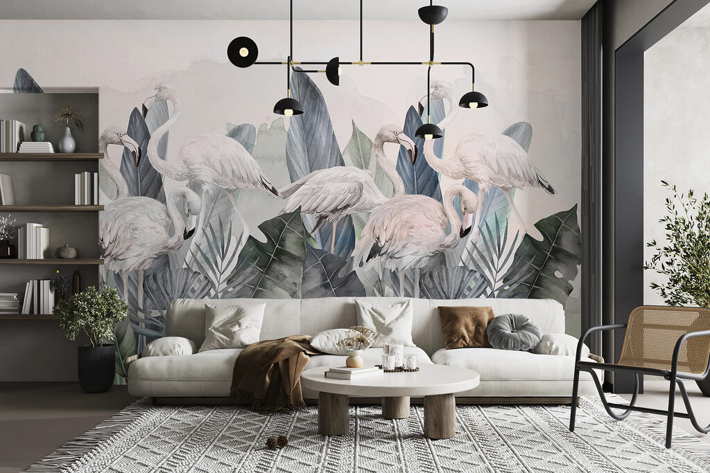 Flamants dans le feuillage — intérieur 3