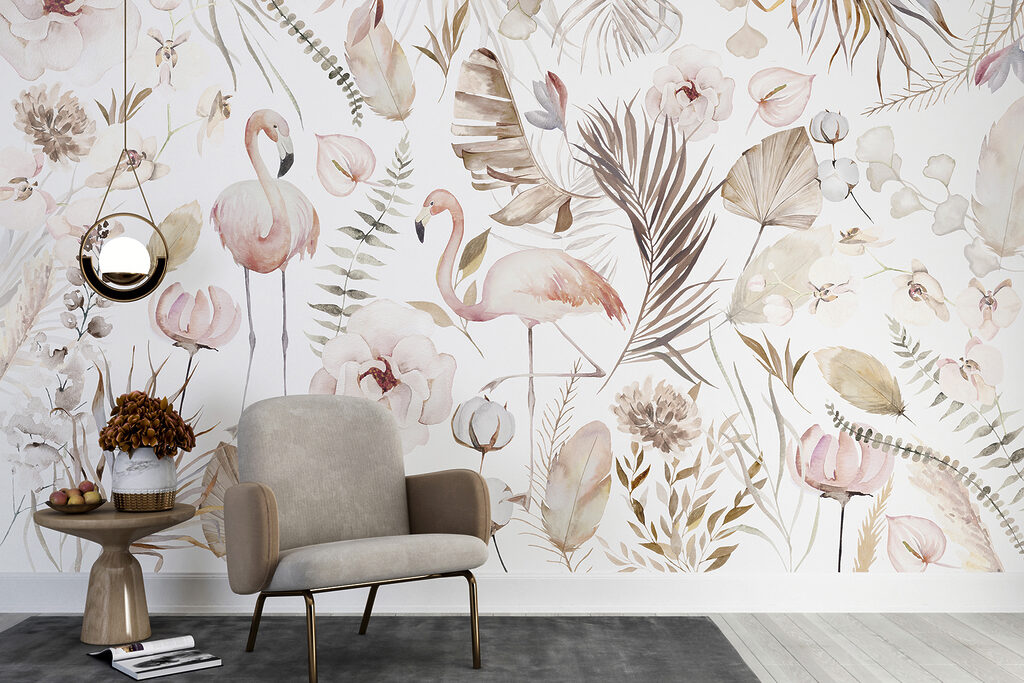 Flamants en motif fleuri — intérieur 2