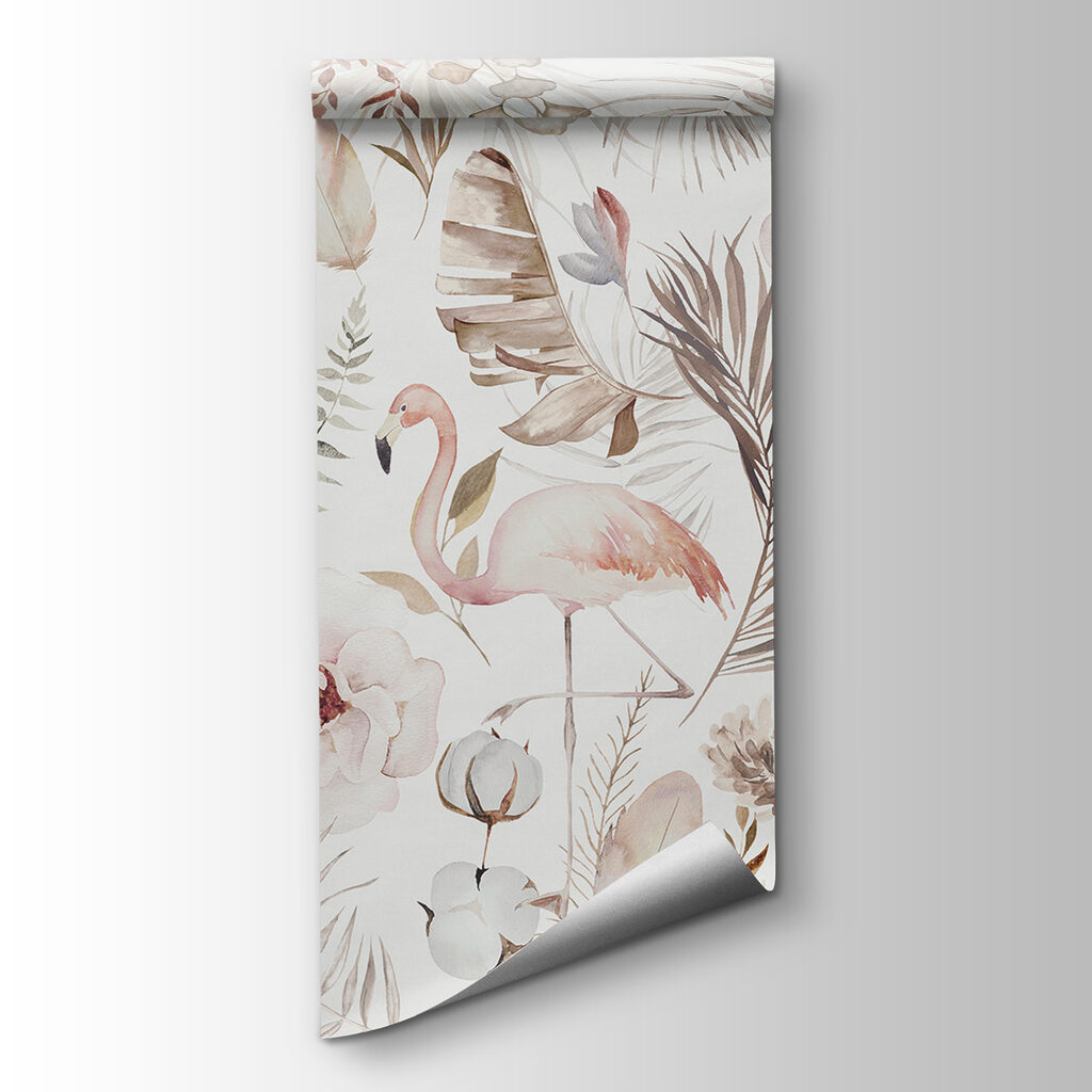 Flamants en motif fleuri — vue du produit